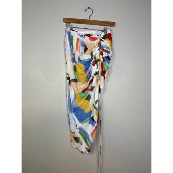 NWT Just Bee Queen Wrap Top and Minela Ruched Skirt SET in Abstract Leaf Print - Picture 7 of 12
